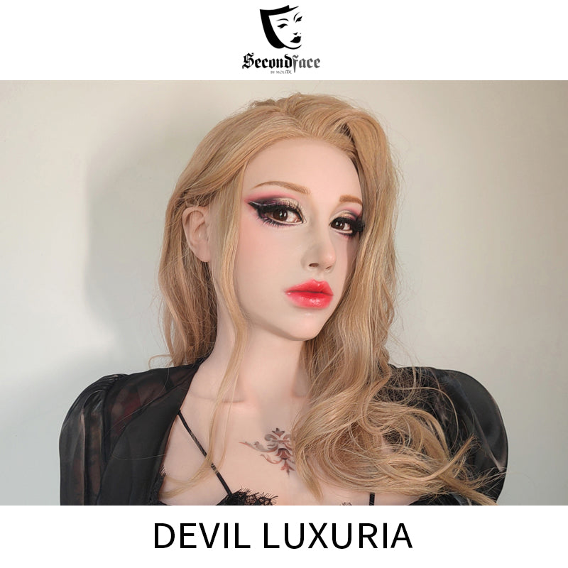 SecondFace von MoliFX | „Luxuria“ Devil Makeup Die weibliche Maske mit I-Cup-Brüsten optional 